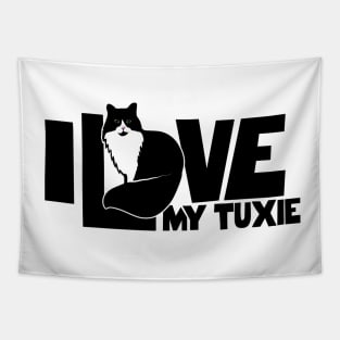 I Love My Tuxie Tuxedo Cat Tapestry