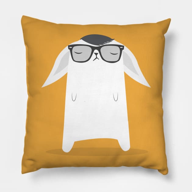 Hipster Bunny Pillow by volkandalyan