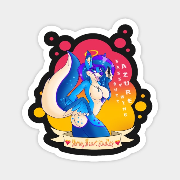 Azure Sassy Wing Butt Magnet by HoneyHeartStudios