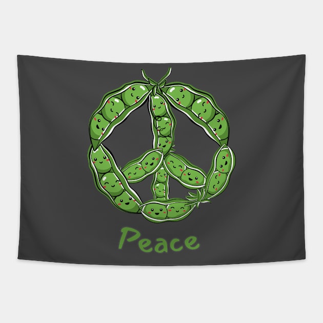 Green PEAS in a Pod (Peace) Symbol Tapestry by SevenBearsDesigns