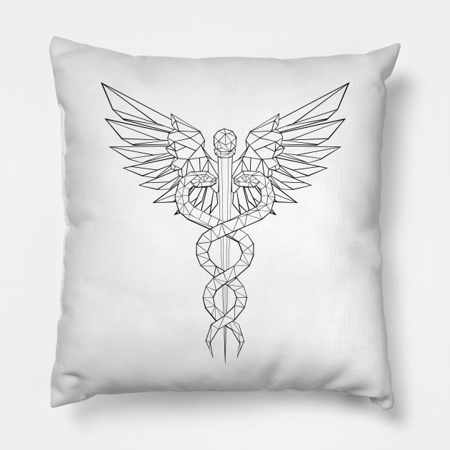 Polygonal Caduceus Symbols Pillow by Blackmoon9