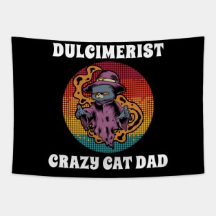 Dulcimerist Crazy Cat Dad Groovy Halloween Party Retro Vintage Tapestry