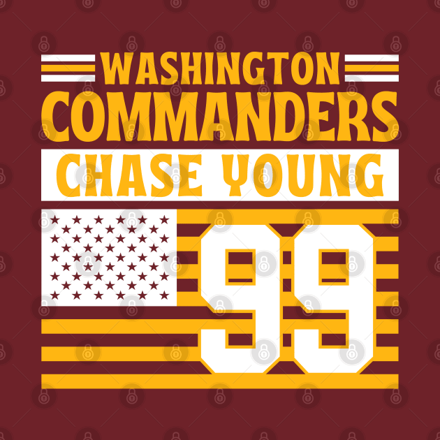 Washington Commanders Young 99 American Flag Football by Astronaut.co