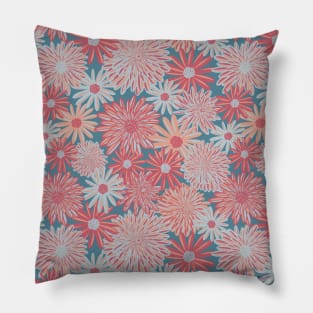 Gerbera Pink Blue Pillow