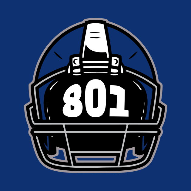 Retro Football Helmet 801 Area Code Provo Utah Football by SLAG_Creative