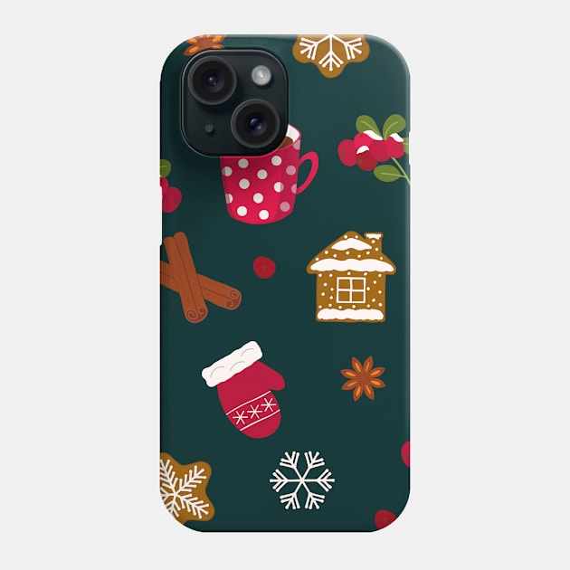 Christmas pattern drinks and аttributes Phone Case by LizaAdler