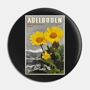 Adelboden, Switzerland, Vintage Travel Ski Poster Pin