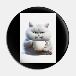 Funny Fat Cat Drinking Pin