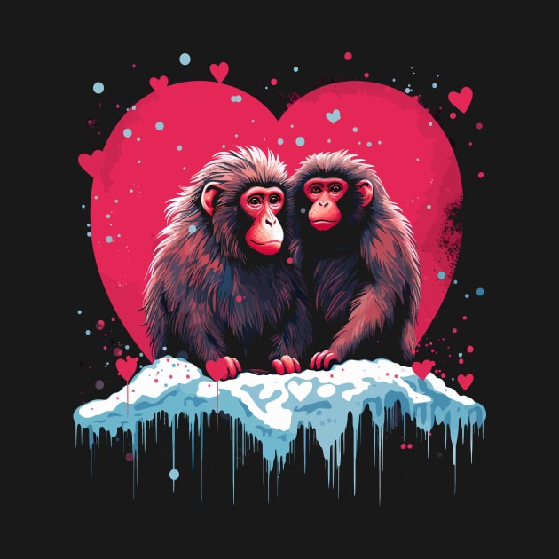 Snow Monkey Couple Valentine by JH Mart