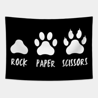 Rock Paper Scissors Cat Paw Print Tapestry