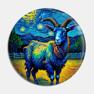 Goat in starry night Pin