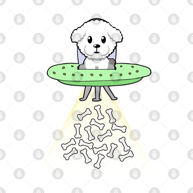 Funny furry dog is flying a ufo by Pet Station