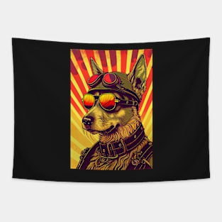 Psychedelic Dog wearing sunglasses Tapestry