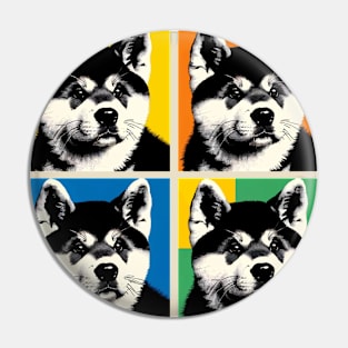 Pop Retro Akita Art Painting - Cute Puppy Pin