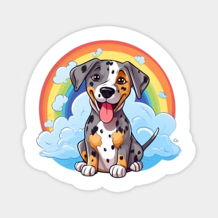 Cute Catahoula Leopard Dog Rainbow Cloud Kawaii Dog Happy Puppy Magnet