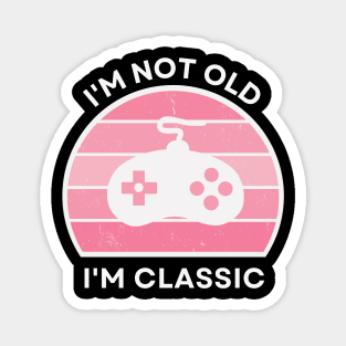 I'm not old, I'm Classic | Game Controller | Retro Hardware | Vintage Sunset | Gamer girl, '80s '90s Video Gaming Magnet