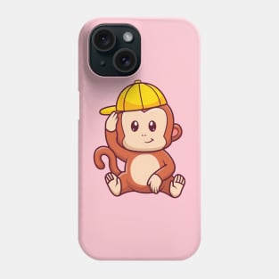 Cute Monkey Sitting With Hat Cartoon Phone Case