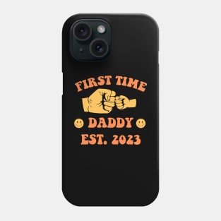 First Time Daddy EST. 2023 Fathers Day Gift Funny Vintage Groovy Hippie Face Phone Case