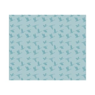 Flying Birds Pattern Blue T-Shirt