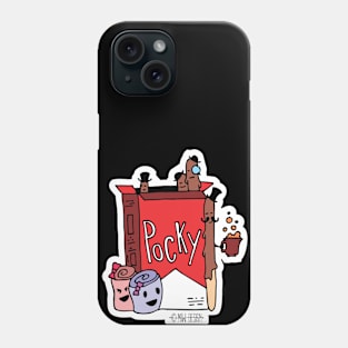 Cute Kawaii Otaku Japan candy food Chocolate Pocky Gentleman with glass, mustache and coffee Phone Case