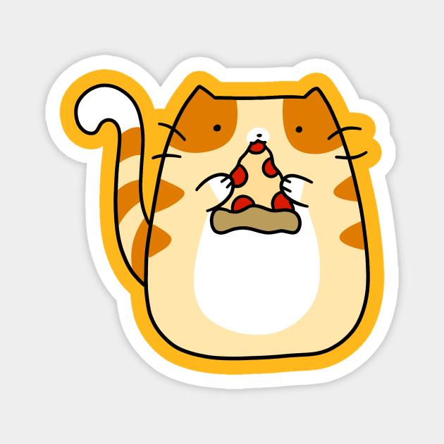 Tabby Cat Eating Pizza Magnet by saradaboru