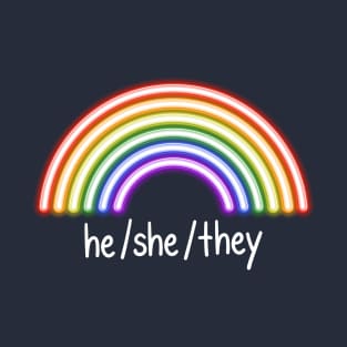 He, She, They - white T-Shirt