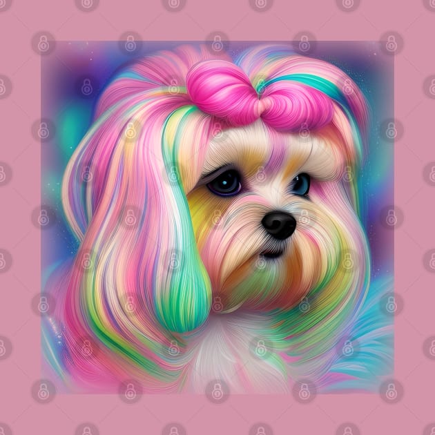 White Maltese Girl Dog by Long-N-Short-Shop