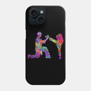 Taekwondo training watercolor art Phone Case