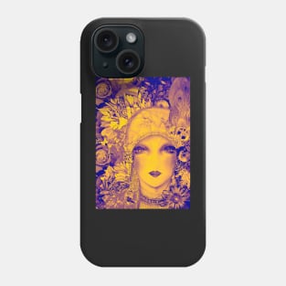 MUSTARD INDIGO FLORAL ART DECO FLAPPER , COLLAGE POSTER PRINT Phone Case