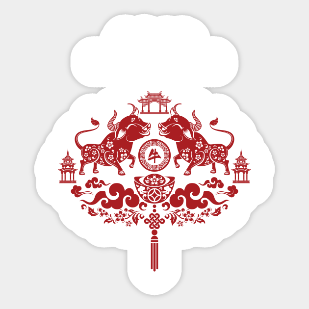 Chinese New Year Of The Ox 2021 2022 Zodiac Lunar Year Gift 2021 Year Of The Ox Chinese New Year Sticker Teepublic Au