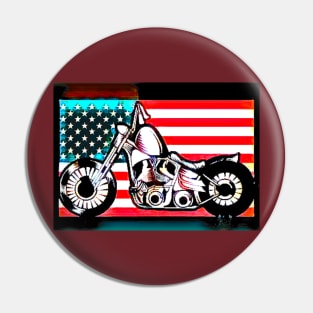 Motorcycle against American Flag Pin