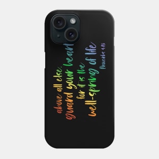 Christian Bible Verse: Above all else, guard your heart (rainbow text) Phone Case