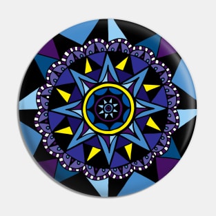 Geometric Compass Blue Palette Pin