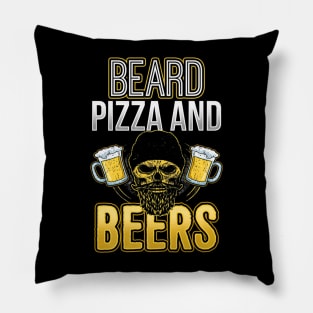 Beard Pizza And Beer Skull Pillow