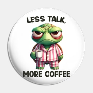 Funny Turtle Drinking Coffee Cute Pin
