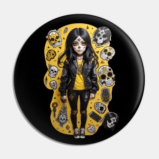 Emo Punk Day of the Dead Girl! Pin