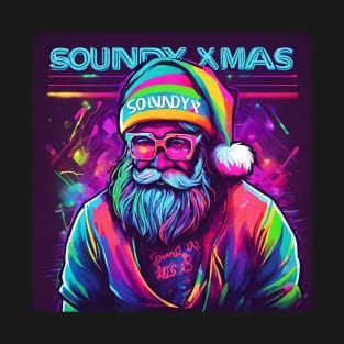 Santa DJ colored Christmas Party Electronic Music T-Shirt