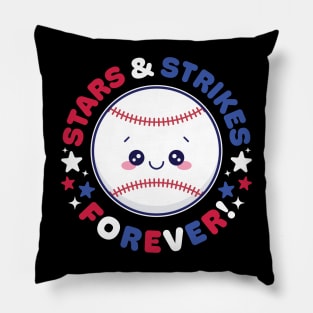 Stars & Strikes Forever: 4th of July Kawaii Baseball Pillow