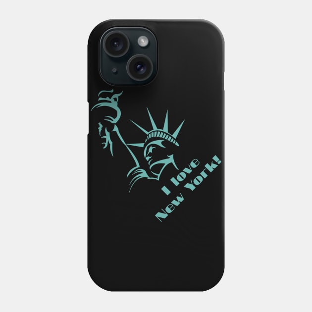I love New York Design green Phone Case by Qwerdenker Music Merch