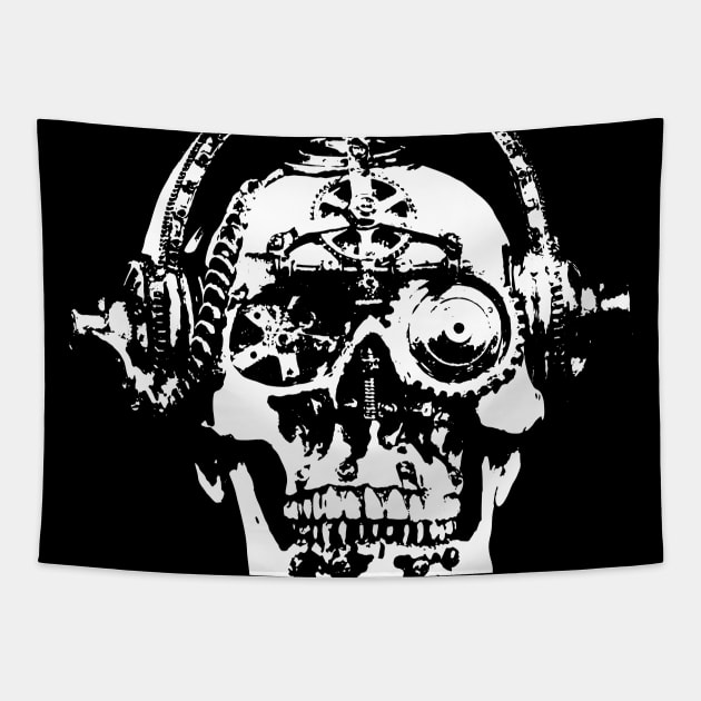 Steampunk Mechanical Skull graphic Tapestry by Vector Deluxe