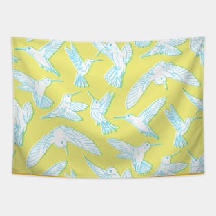 Yellow Riso Hummingbirds Tapestry