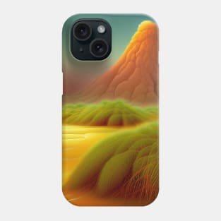 Digital Painting Of a Lush Wet Natural Scene On yellow Mountains Phone Case