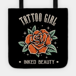 Tattoo Women Beauty Rose Girl Tattoo Art Style Tote