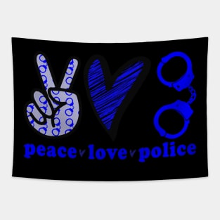 Peace Love Police Officer Tapestry