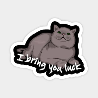 Fat Good Fortune Cat dark Magnet