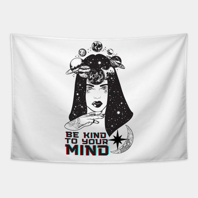 Be Kind To Your Mind Space Design - Mental Health Awareness Tapestry by whatabouthayley