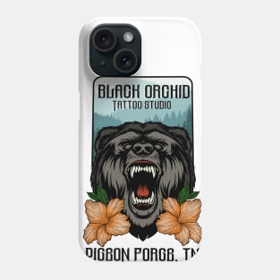 Black orchid tattoo studio bear logo Phone Case