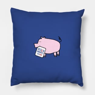 Small Pig with Biden Harris Sign Pillow