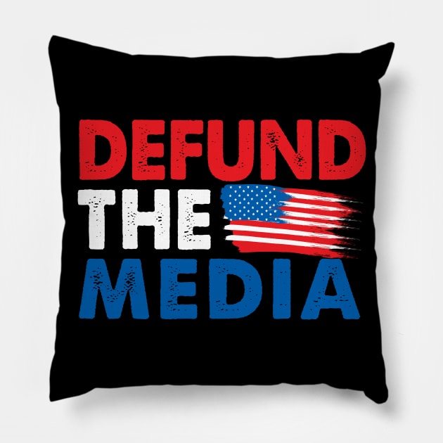 Defund The Media Pillow by Alema Art