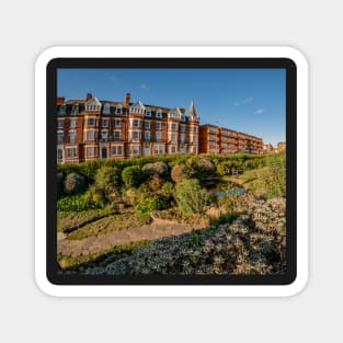 Fisheye view of a Victorian hotel and public gardens in the seaside town of Cromer, North Norfolk Magnet